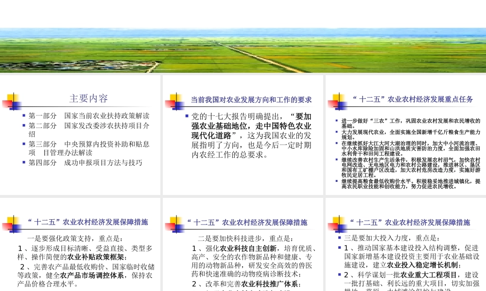 XXXX年国家各部委支农政策讲稿