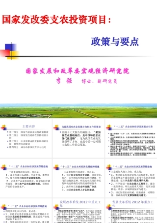 XXXX年国家各部委支农政策讲稿