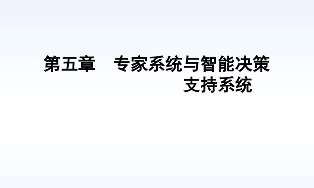 专家系统与智能决策支持系统课程