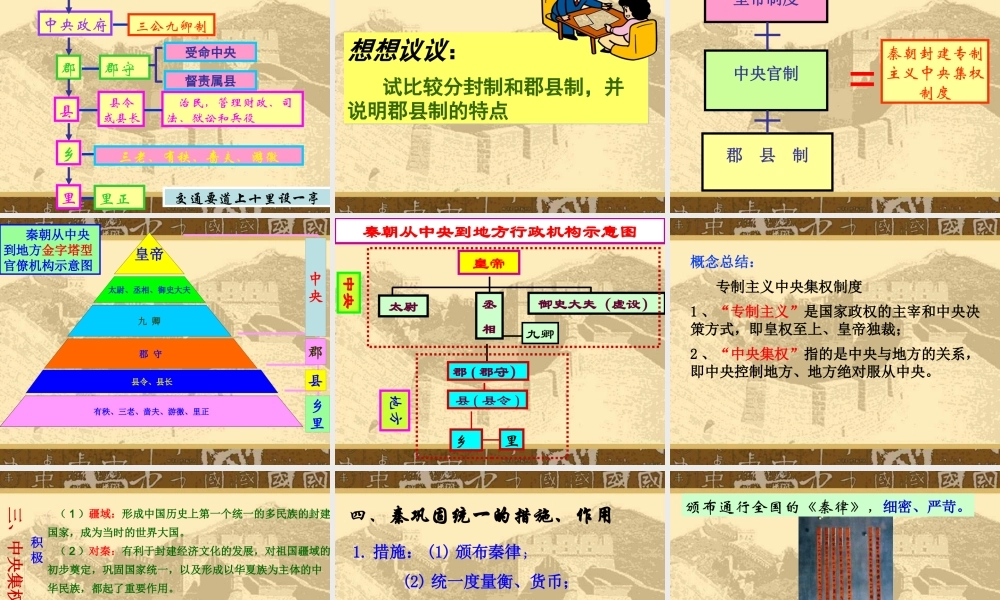《秦朝中央集权制度的形成》课件2