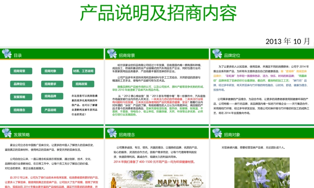XXXX年豪业公司招商方案内容及产品介绍