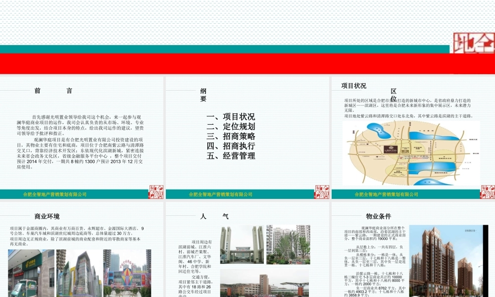 XXXX年合肥观澜华庭群商招商定位方案(初稿)