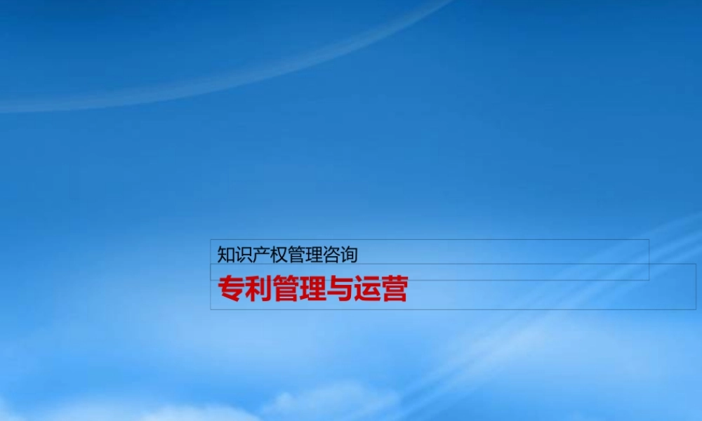 专利管理与运营