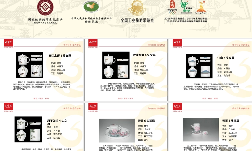 XXXX年红官窑第二届加盟商年会新品瓷器介绍