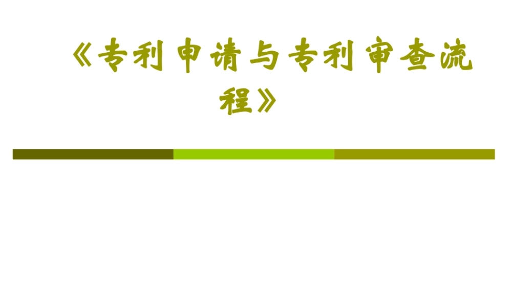 专利申请与专利审查流程讲义