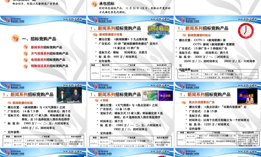 XXXX年黄金资源广告招标产品介绍