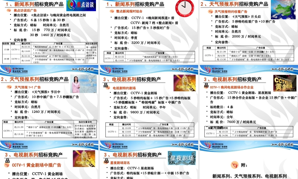 XXXX年黄金资源广告招标产品介绍