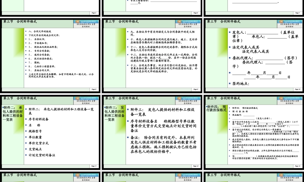 XXXX年建设部标准招标文件精品10《行业标准文件》合同附件格式