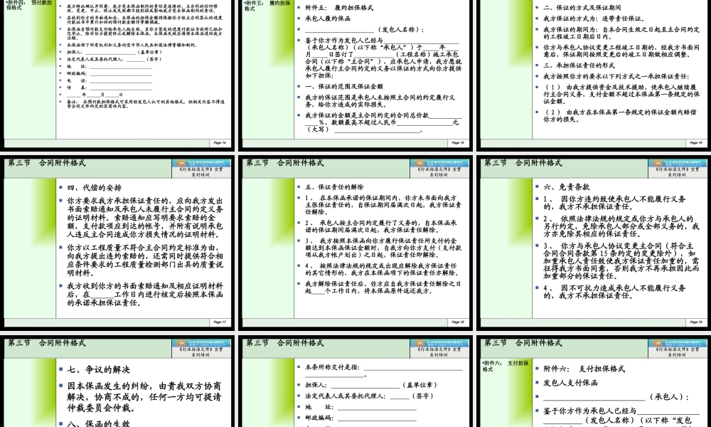 XXXX年建设部标准招标文件精品10《行业标准文件》合同附件格式