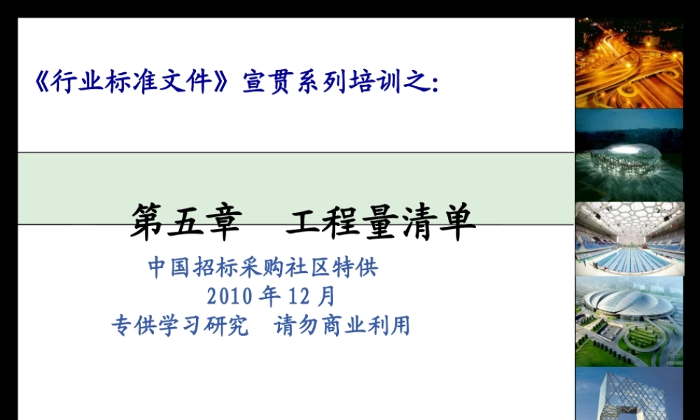 XXXX年建设部标准招标文件精品课件11《行业标准文件》工程量清单