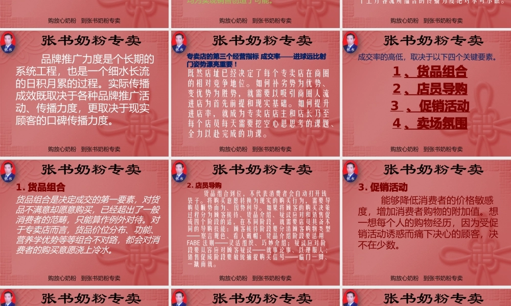 专卖店的经营指标