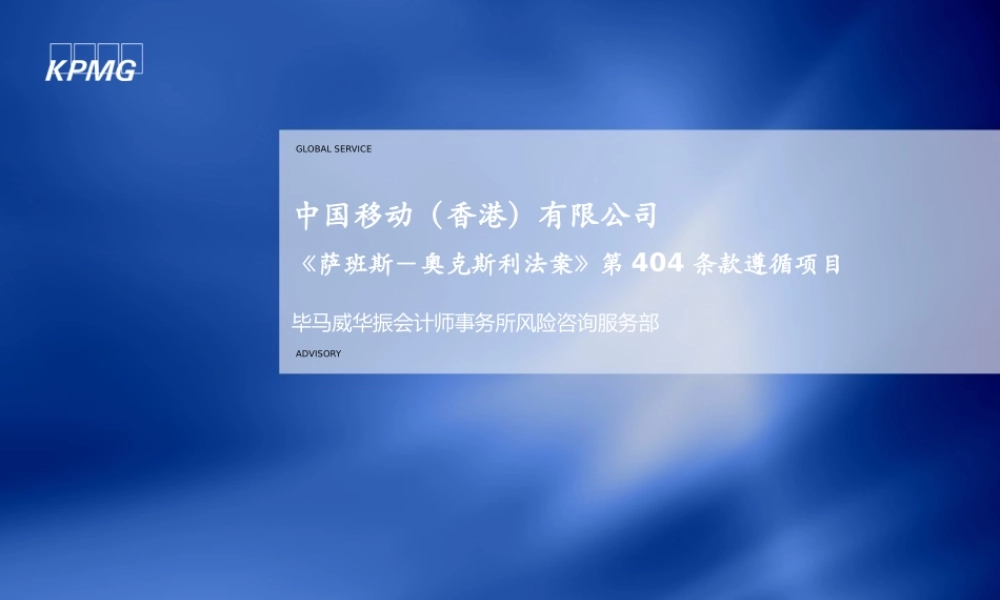 《萨班斯-奥克斯利法案》第404条款遵循项目