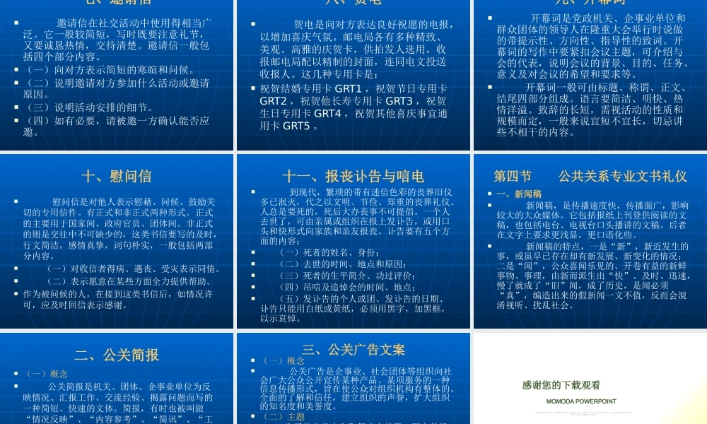 《商务公共关系学》第十三章：商务公共关系文书与函电礼仪