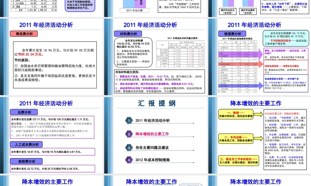 XXXX年经营成本分析(捞油队XXXX2)