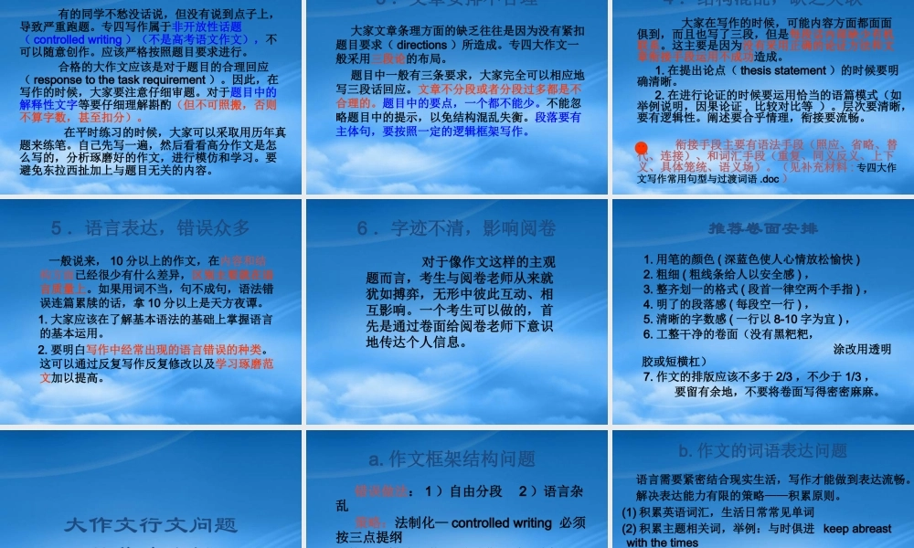 专四大作文常见问题与策略