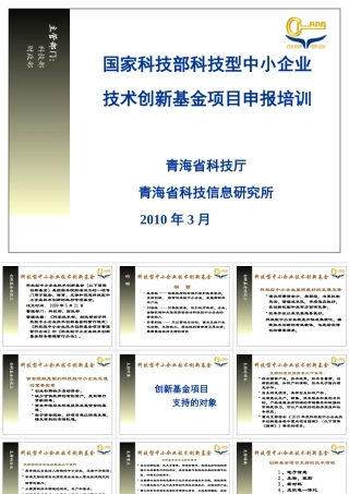 XXXX年科技型中小企业技术创新基金培训材料-申报须知及