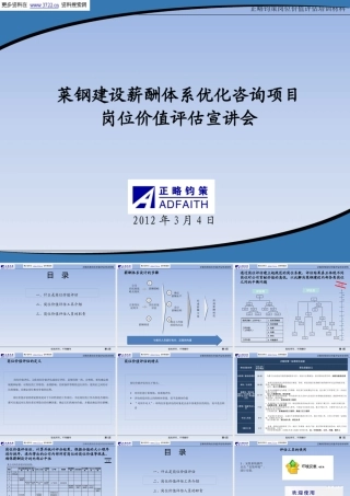 XXXX年莱钢建设有限公司薪酬体系优化咨询项目岗位价值