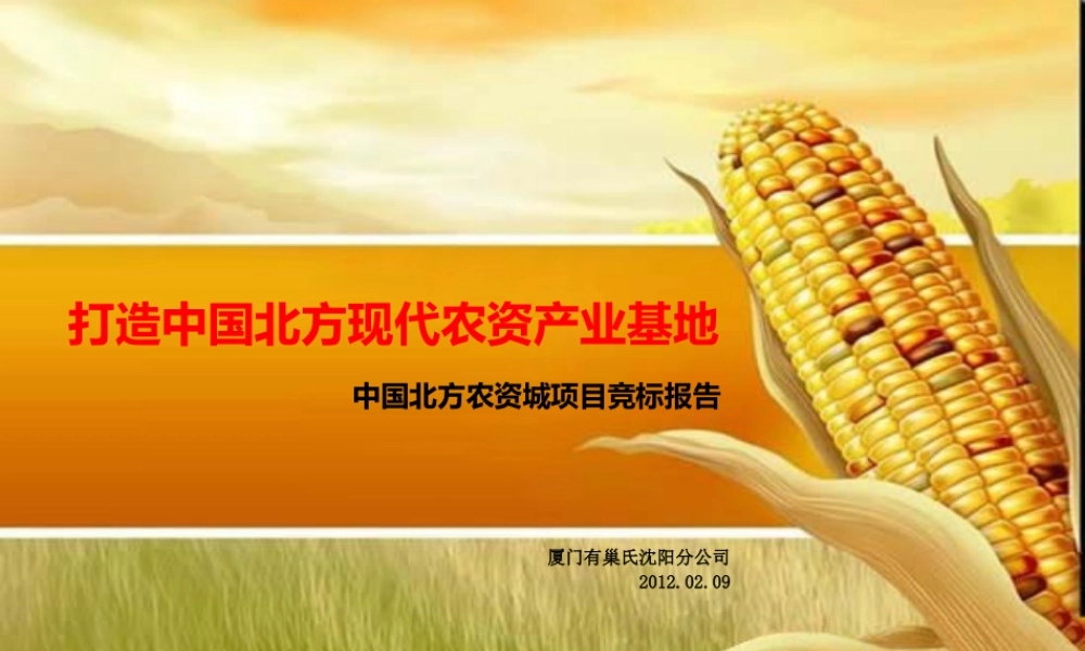 XXXX年辽宁北方农资城农资产业基地项目竞标