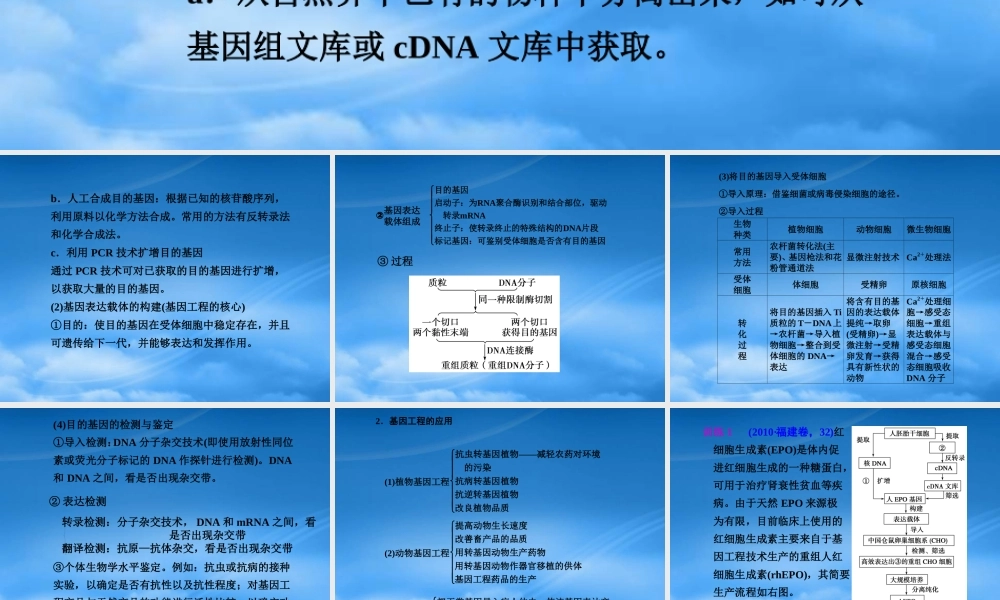 专题八 第一讲 基因工程和细胞工程