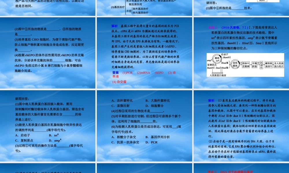 专题八 第一讲 基因工程和细胞工程