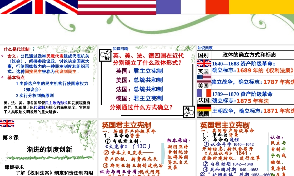 专题八 欧美代议制的确立与发展