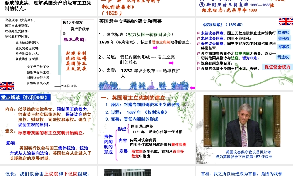 专题八 欧美代议制的确立与发展
