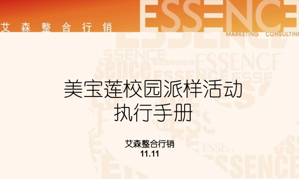 XXXX年美宝莲校园派发执行手册