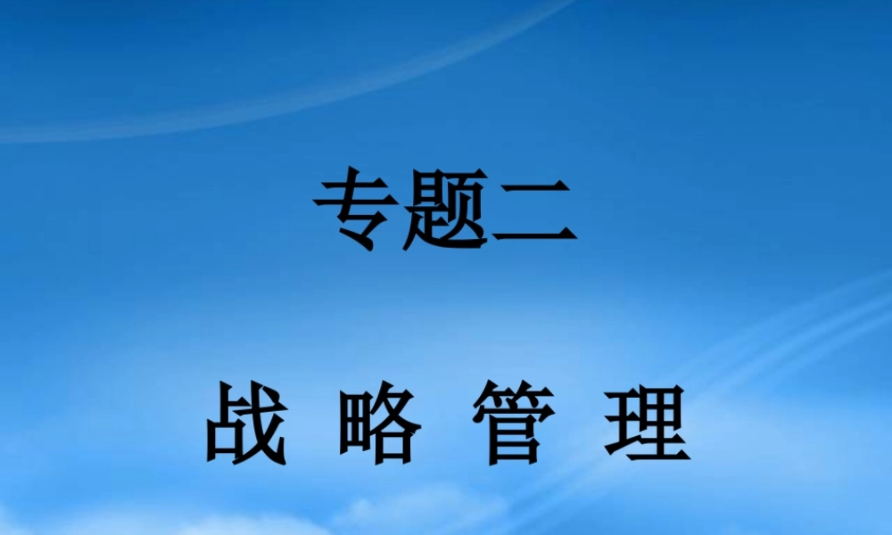 专题二：战略管理