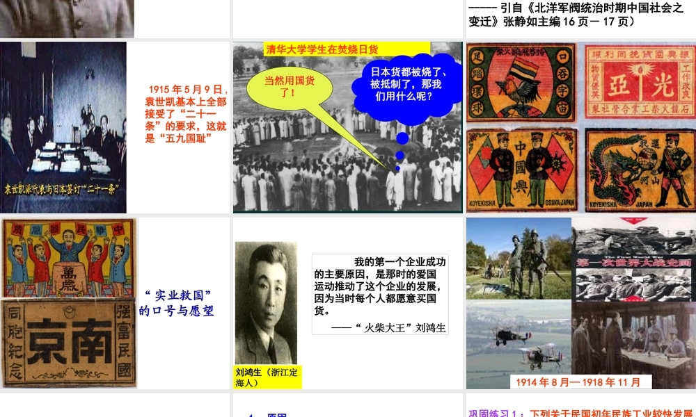 专题二第二课 民国时期民族工业的曲折发展