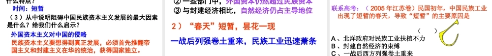 专题二第二课 民国时期民族工业的曲折发展
