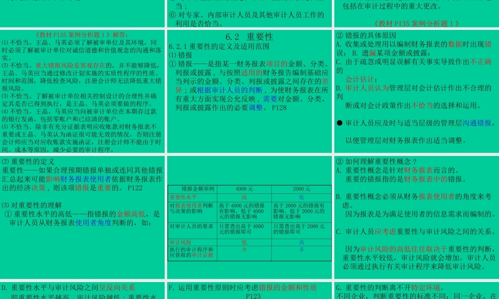 《审计学C》第六章审计计划、重要性和审计风险