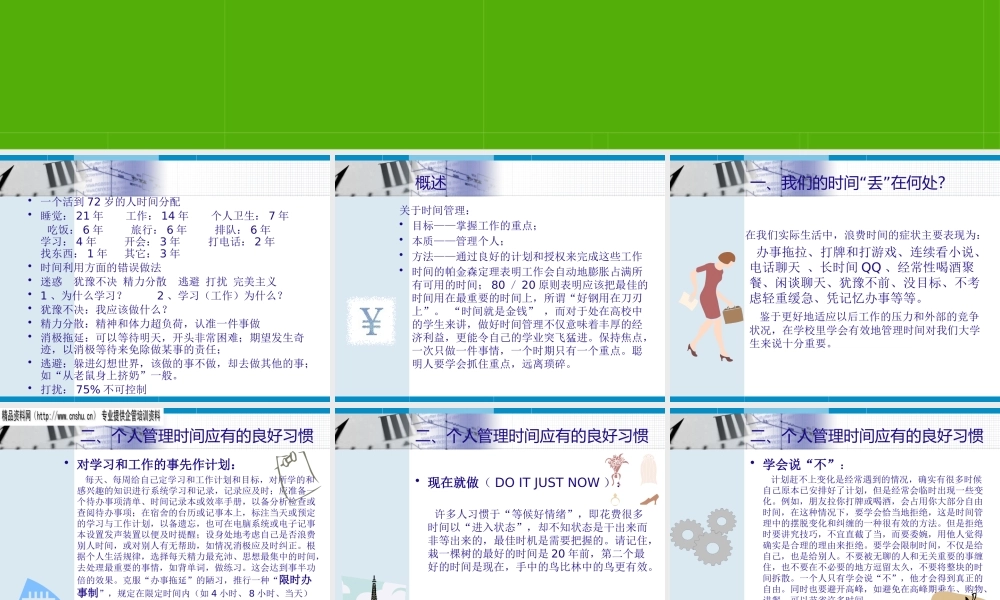 专题讲座——时间管理(ppt)
