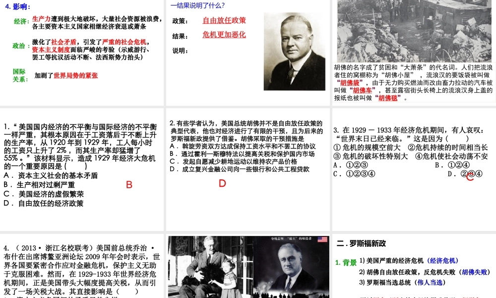 专题六第一讲经济危机与罗斯福新政