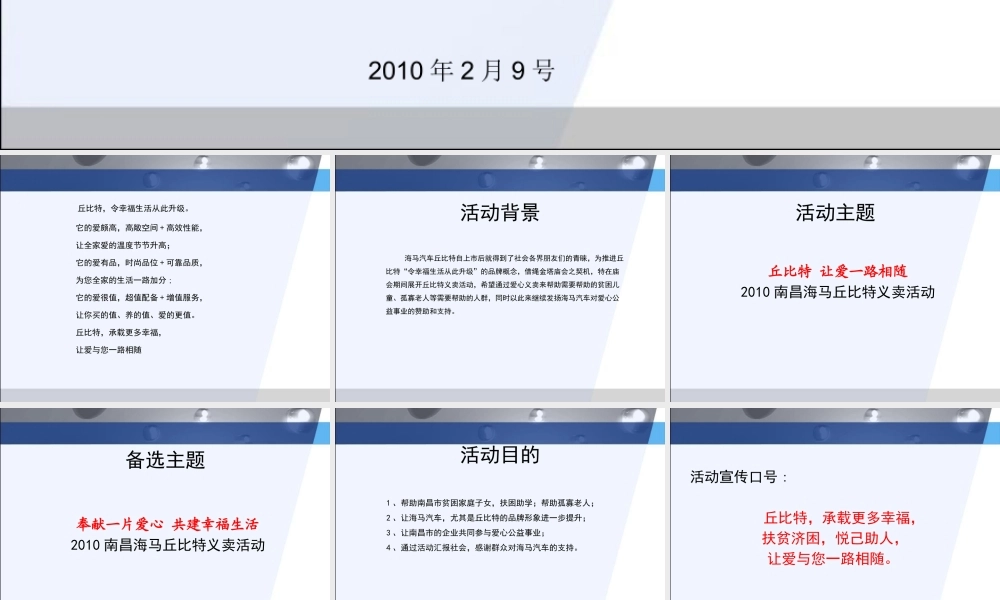 XXXX年南昌海马汽车丘比特义卖活动策划方案