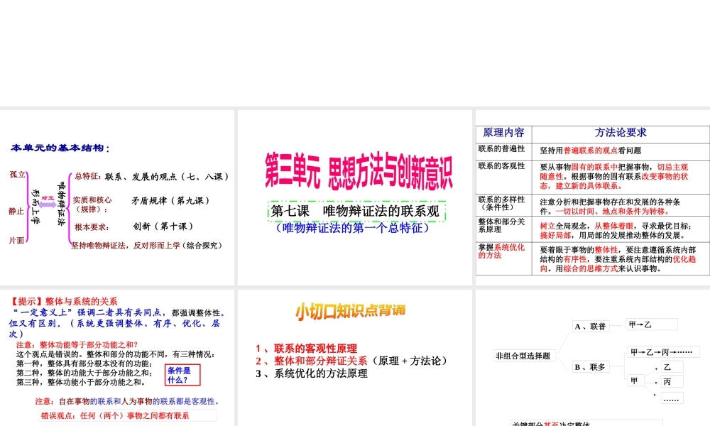 《生活与哲学》第三单元_思想方法与创新意识