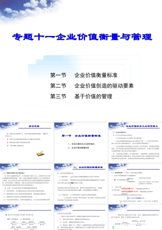 专题十一企业价值衡量与管理