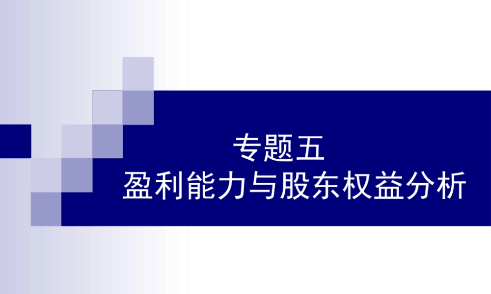专题五盈利能力与股东权益分析(XXXX)