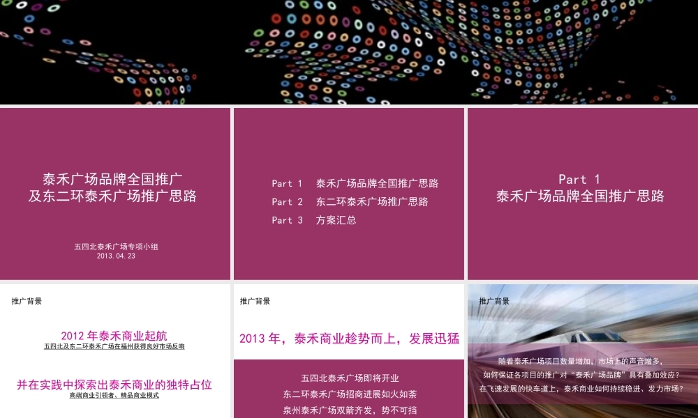 XXXX年泉州泰禾广场品牌全国推广及东二环推广思路