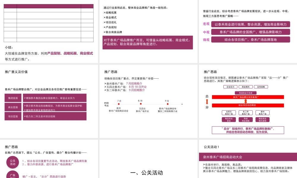 XXXX年泉州泰禾广场品牌全国推广及东二环推广思路