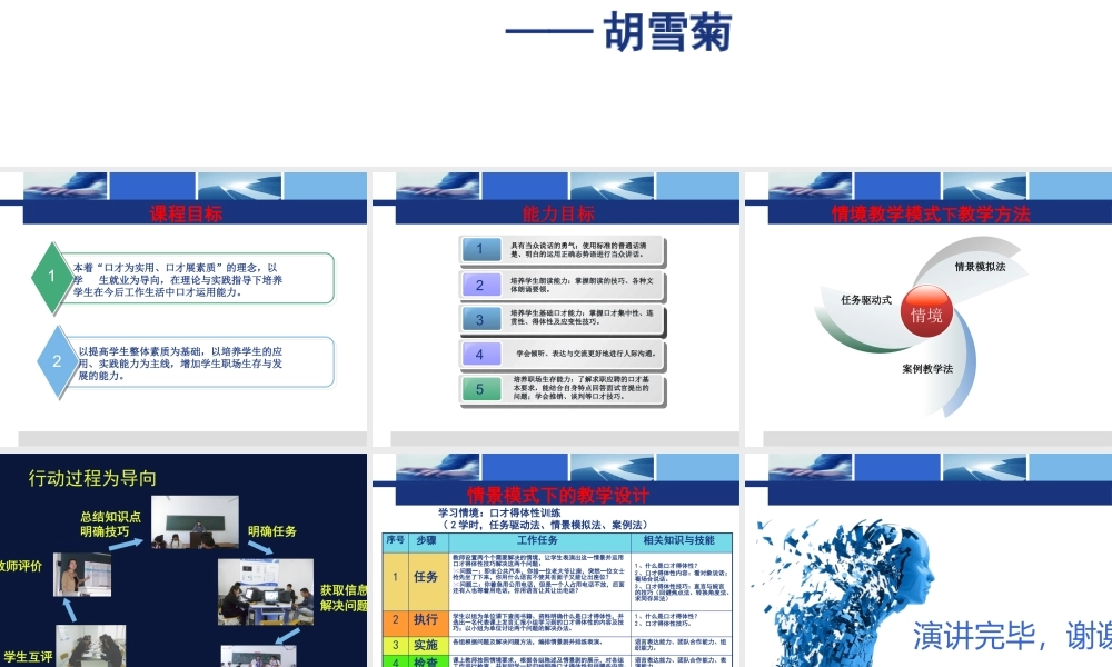《实用口才训练》课程改革ppt-情境教学模式下实用口才训