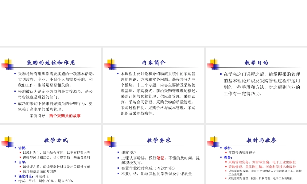 专题一 采购管理基础