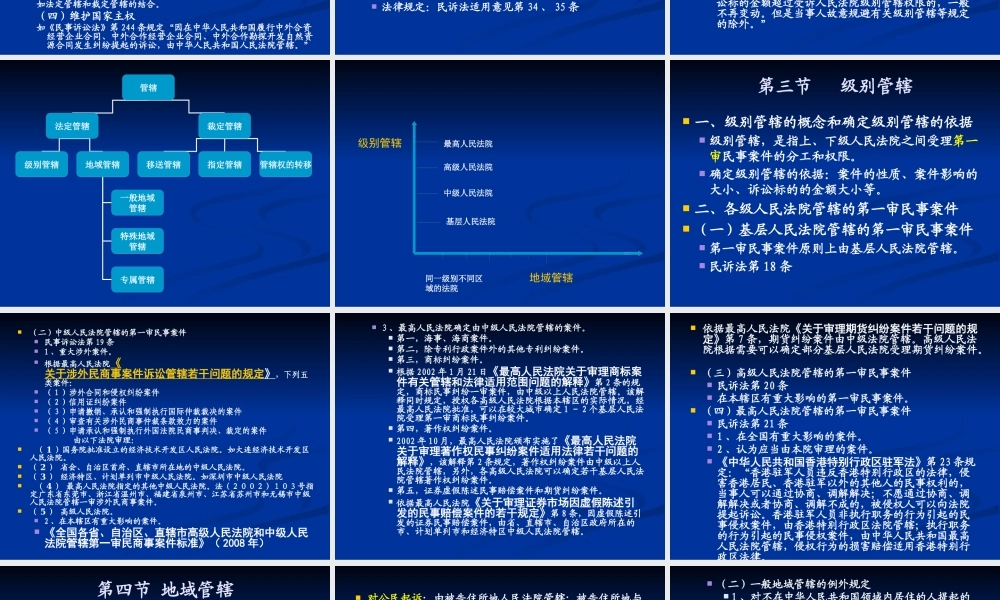 专题一 民事案件的主管和管辖