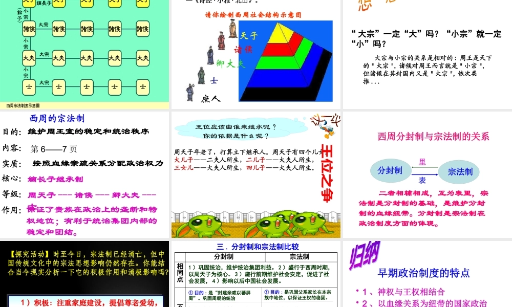 专题一：第一讲：中国早期政治制度的特点课件