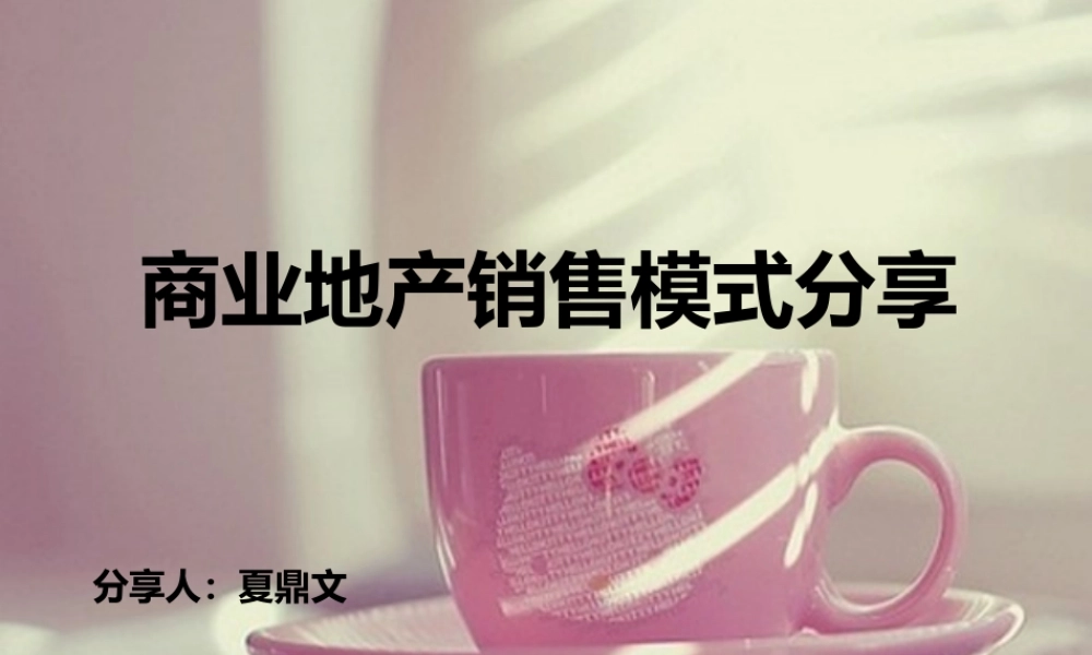 XXXX年商业地产销售模式分享