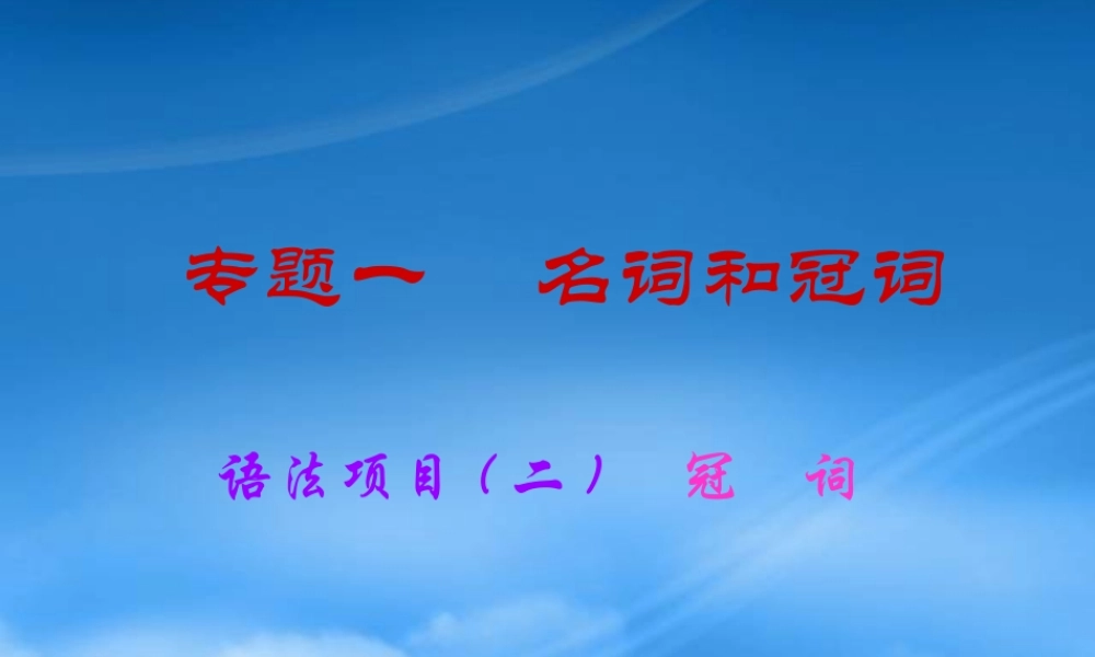 专题语法项目(二)_冠_词