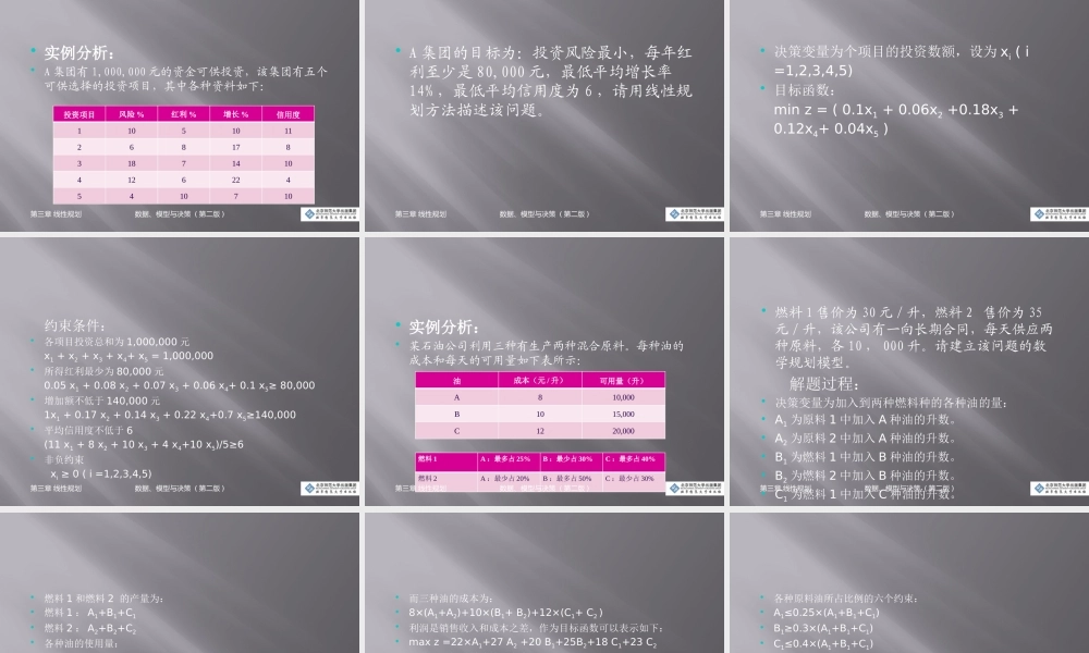 《数据、模型与决策_(第二版)》第三章线性规划