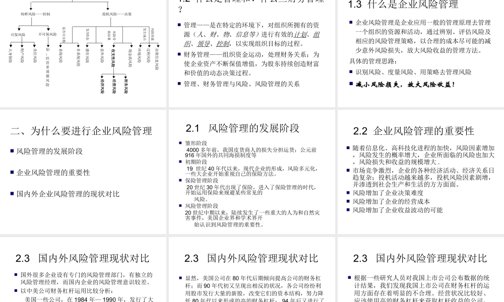 专项风险管理研究及风险管理案例