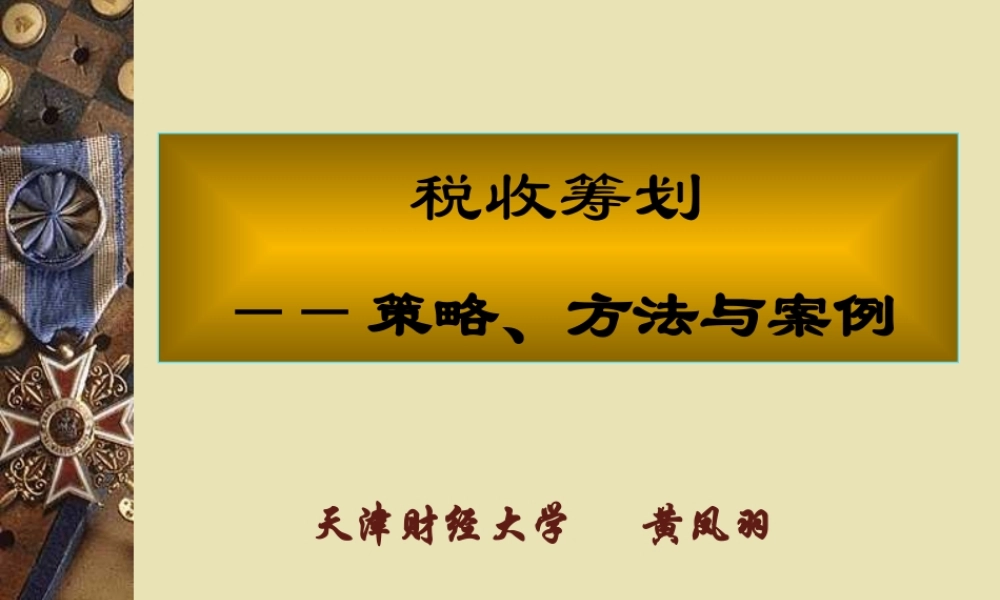 《税收筹划：策略、方法与案例》课件(第三章)