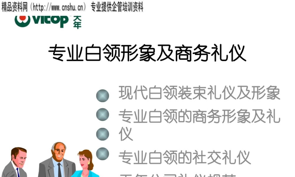 专业白领的商务形象及礼仪(ppt 30页)