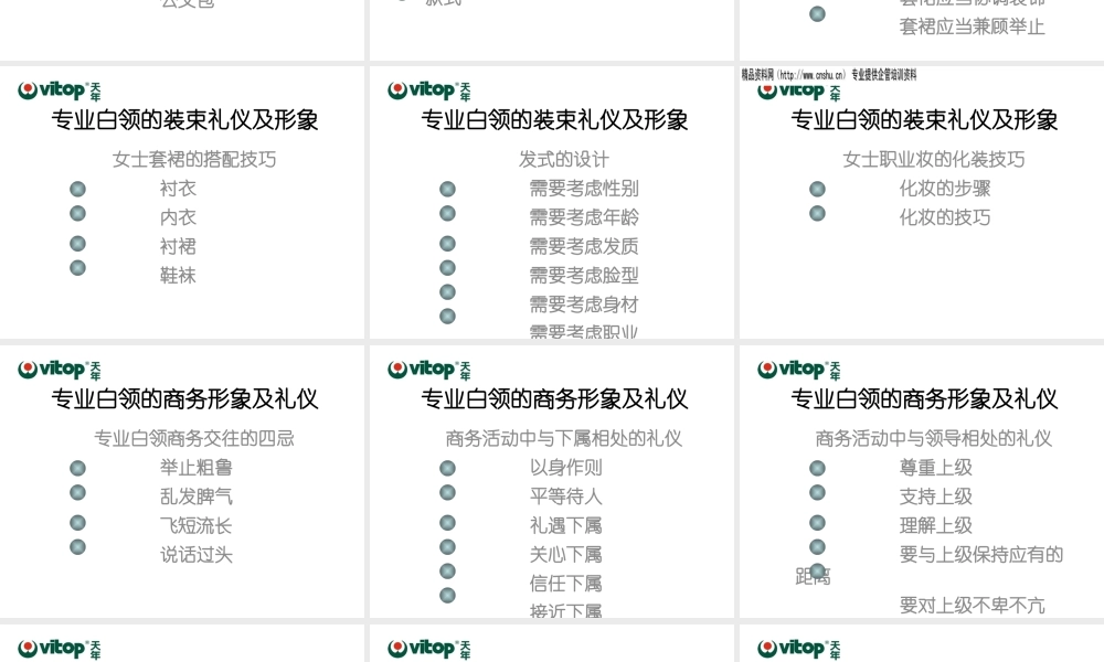 专业白领的商务形象及礼仪(ppt 30页)